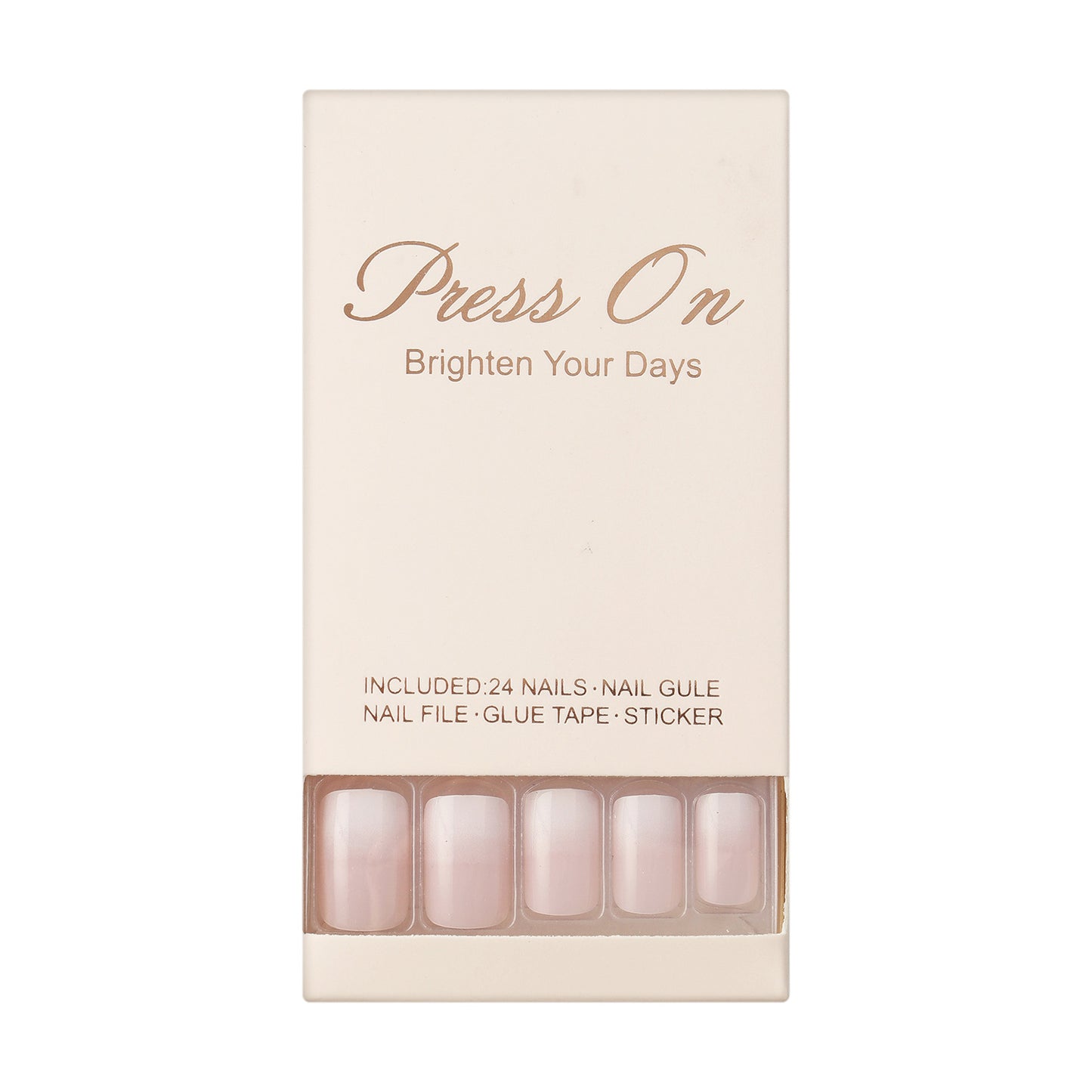 Ins style press-on nails, short style. Pink and white gradient, high-end fake nails.