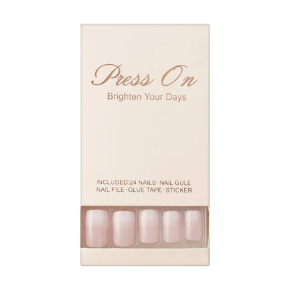 Ins style press-on nails, short style. Pink and white gradient, high-end fake nails.