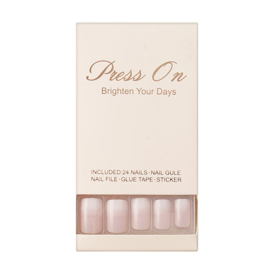 Ins style press-on nails, short style. Pink and white gradient, high-end fake nails.